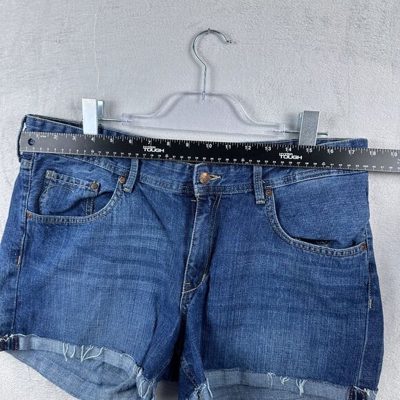 H&M Boyfriend Shorts Waist Loose Denim Stretch Mid Rise Women's Blue Size 12 - Picture 6 of 10